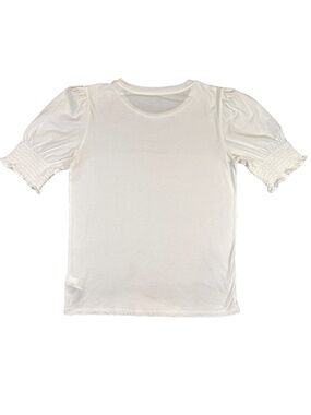 Gap White Organic Cotton Puff Sleeve Crew Neck Top Size S